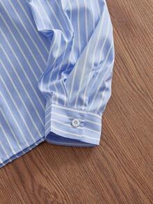 Manfinity Unisex Men's Casual Striped Long Sleeve Shirt, Autumn - Blue - View 6