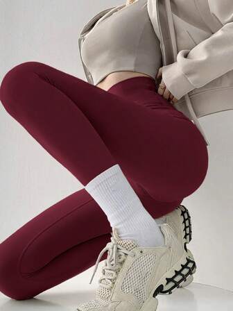 DAZY High Waist Solid Color Skinny Leggings, Fashionable & Versatile