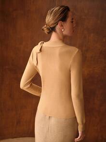 MOTF PREMIUM KNOT DETAIL RIB KNIT SWEATER - Khaki - View 3