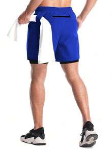 Manfinity Sport Corelite Pantaloni scurți sport casual pentru bărbați, în stil Boyfriend, cu cravată în față, cu două straturi, ținute zilnice