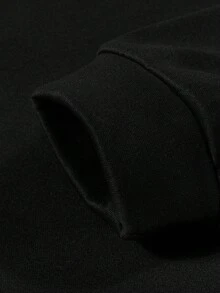 ROMWE MEN Street Life 男士休闲时尚街头连帽衫，饰有十字架和圣母玛利亚字母印花，春秋季 - 彩色 - 查看 4