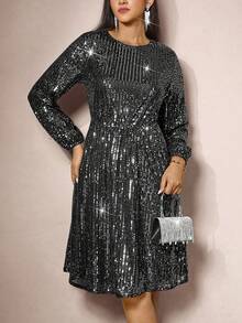 Zelara Plus Size Women Sequin Embellished Round Neck Long Sleeve Knee-Length Party Dress Winter Dress Women Winter Clothes Autumn Dress Autumn Outfits For Women New Year Dress Thanksgiving Outfit For Women Party Dress Elegant Dresses For Party Party Outfit Wedding Party Dress Elegant Dress Women  Shiny Dress  Sequin Dress Sparkly Dress Black Dress Sequin Dress Sparkly Dress Sequin Top Luxury Evening Dresses For Women Elegant Dress Party Dress Party Outfit Christmas Party Dress