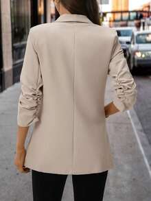 SHEIN Clasi Women Fashion Spring Classic Khaki Blazer For Daily Commute In Fall/Winter - Khaki - View 3