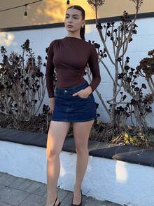 Andrea Bello Women's Denim Mini Skirt, Y2K Style, Concert, Back To School,Autumn Outfits For Women