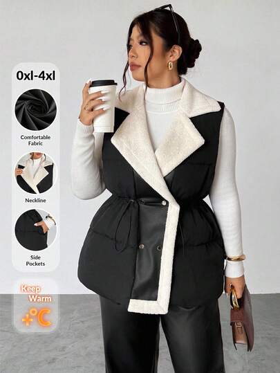 Firerie 大码无袖衬垫背心，撞色，定制领口