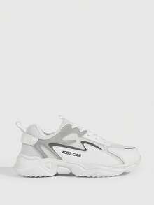 Vate 男士字母图案拼接舒适登山鞋，时尚男士运动鞋休闲鞋 - 白色 - 查看 1