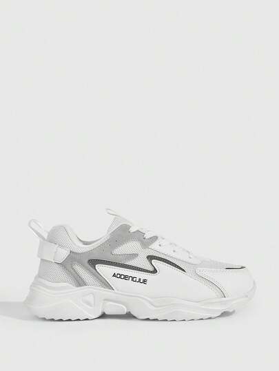 Vate Zapatos de senderismo cómodos con estampado de letras para hombres, zapatillas de deporte de moda informales para hombres