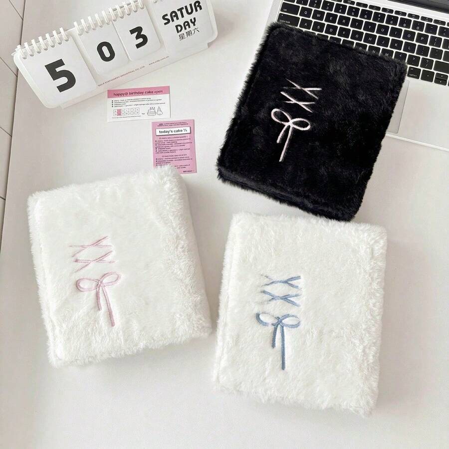 1pc Original Ballet Style Bow Plush A6 Card Album Loose Leaf Inner Page Small Card Star Chasing Storage Card Album Back To School - Multicolor - View 1