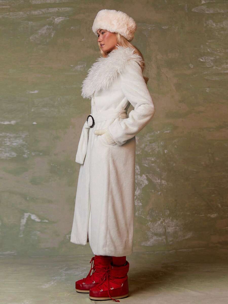 Athîral Women's Elegant Faux Fur Collar Jacket, Autumn/Winter