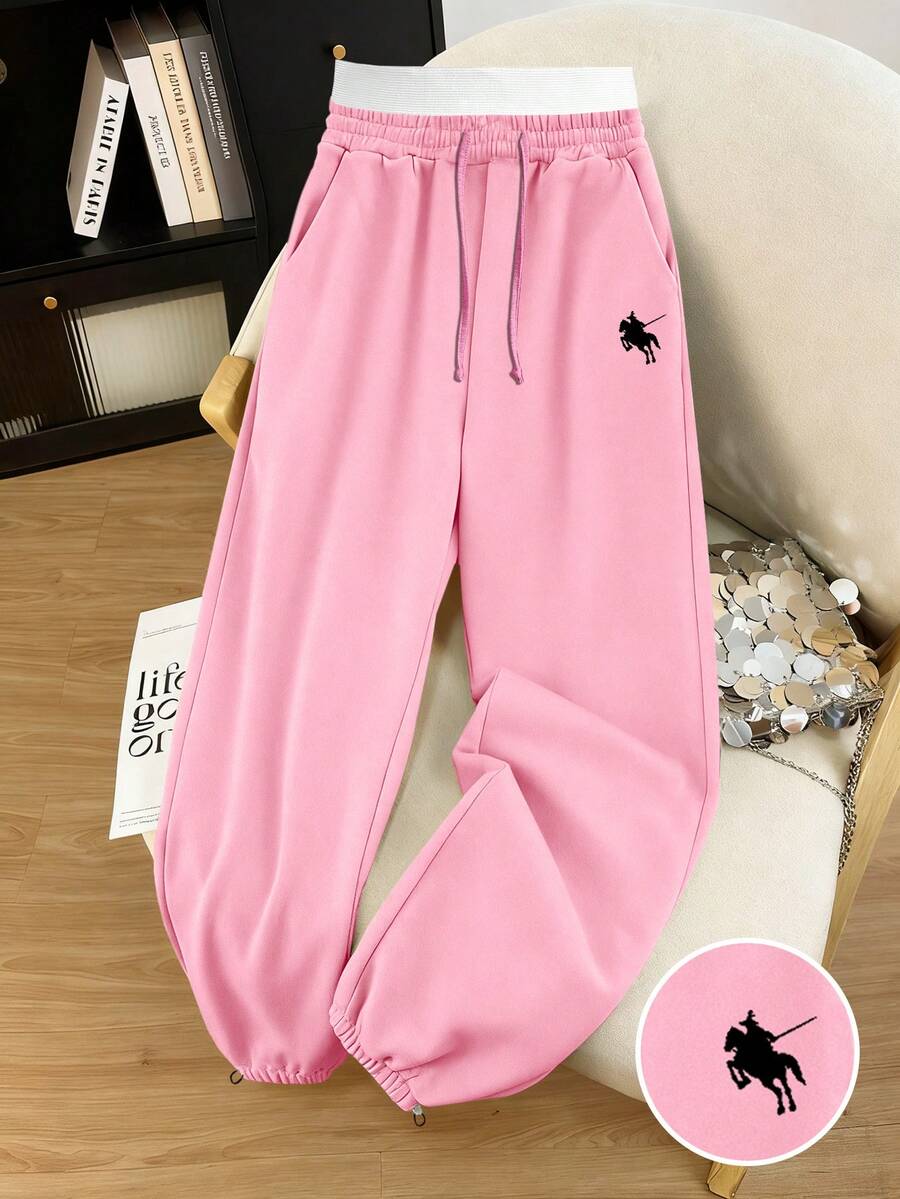 Resyla 女士粉色刺绣工艺休闲运动裤 - 粉色 - 查看 1