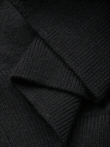 FRIFUL Suéter casual de mujer de ajuste suelto, de manga larga con hombros caídos, color negro sólido, adecuado para otoño/invierno - Negro - Ver 7