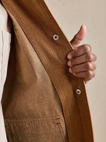 AKNOTIC Chaqueta vaquera casual de uso diario para hombre con bolsillos con solapa y cierre de botones, para otoño - Caqui - Ver 7