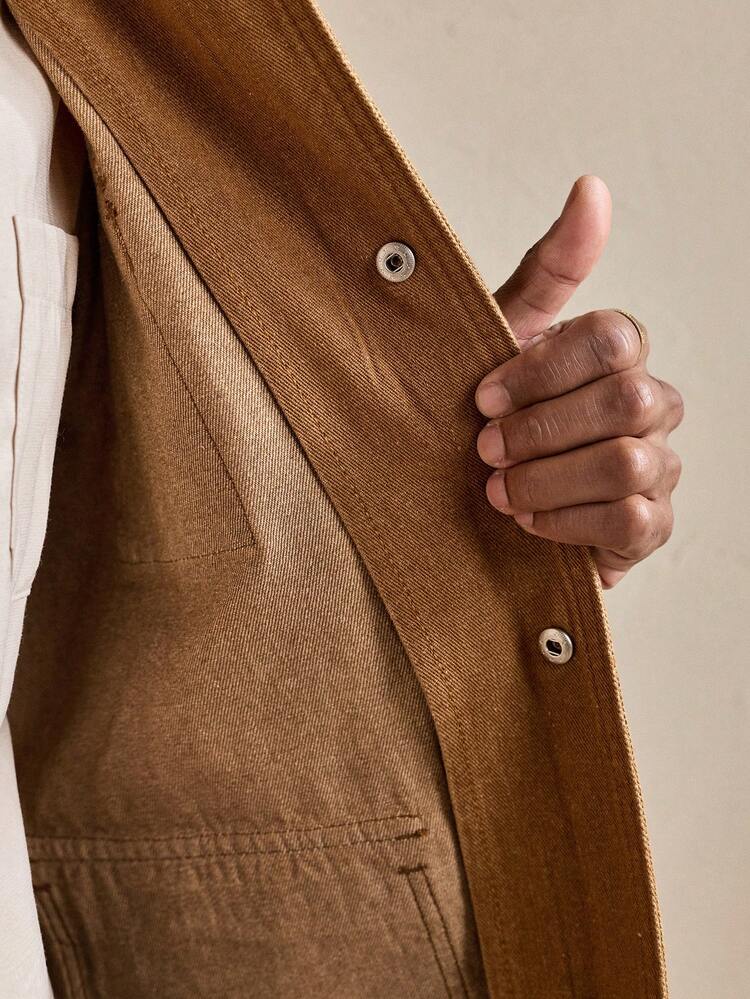 Men's Casual Everyday Denim Jacket With Flap Pockets And Button Closure, Autumn