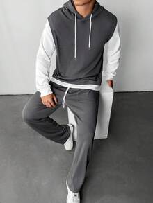 Manfinity Homme Bộ đồ thể thao nam 2 món màu xám trắng, quần nỉ có mũ trùm đầu và quần nỉ mùa thu cho nam Bộ đồ thể thao nam Bộ đồ chạy bộ nam Bộ đồ thể thao nam Bộ đồ thể thao nam có mũ trùm đầu và quần nỉ - Nhiều màu - Xem 3