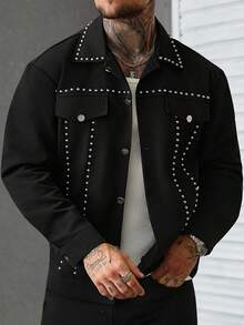Manfinity Roughcore Áo khoác kim loại đinh tán đường phố dành cho nam, Áo khoác tay dài màu đen phong cách Gothic Out Bomber, Quà tặng cho bạn bè, chồng, bạn trai, Áo khoác đinh tán màu đen dành cho nam, Áo khoác nam dạo phố, Áo khoác đinh tán màu đen, Áo khoác thiết kế dành cho nam, Mùa thu, Grunge - màu đen - Xem 5
