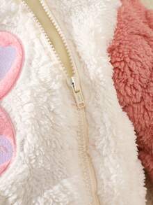 SHEIN Newborn Baby Adorable Rabbit Design Hooded Romper, Soft & Skin-Friendly Cartoon Jumpsuit For Baby Girls - Pink - View 8