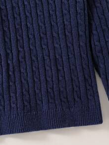 SHEIN Sweter z długim rękawem i zamkiem błyskawicznym, w jednolitym kolorze dla chłopców, jesień/zima - Królewski Niebieski - Zobacz 5