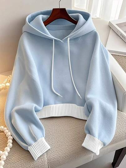 GlowEve 女式撞色长袖抽绳连帽休闲运动衫，秋冬
