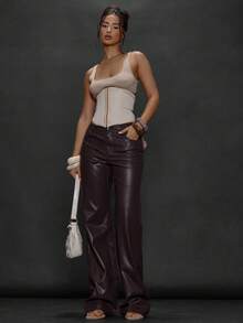 MUSERA Corsé ajustado con boning y ganchos y ojales para debajo del busto, solo parte superior, para salir en invierno, uso diario, salida nocturna, sexy, ropa de calle, festivo, vacaciones, fiesta - Albaricoque - Ver 3