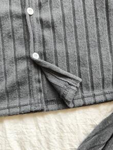 Vintaside Kids 3 件套休闲宽松纹理面料长袖上衣、吊带背心和 A 字裙套装，适合少女 - 深灰色 - 查看 4