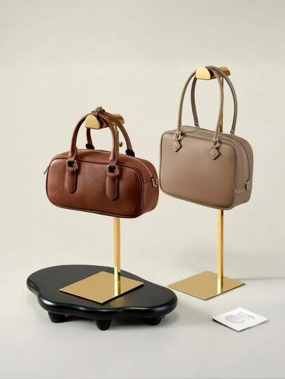 1SET Stainless Steel Handbag Display Stand | Titanium Gold Mirror Finish Hook | Height-Adjustable Desktop Stand, Suitable For Home / Store / Boutique | Easy To Install And Disassemble, Rust-Resistant