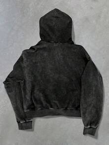 PAVTROS 男式字母图案长袖连帽卫衣 - 黑色 - 查看 2