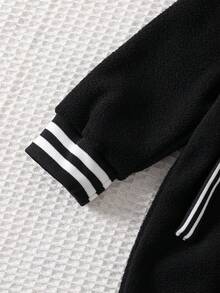 Baby Lässig Sport Patch Farbblock Reißverschluss Kapuzen Romper, bequemer Lässig Jumpsuit, geeignet für Babyjungen/-mädchen, geeignet für Herbst/Winter