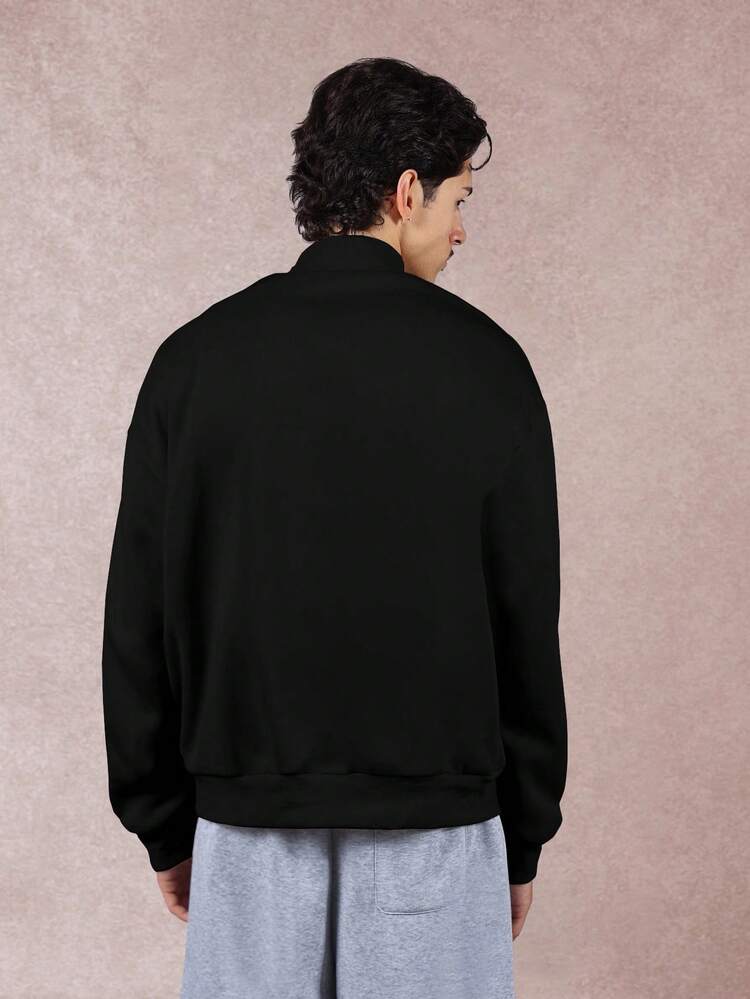 Mock Neck Pullover Sweatshirt With Embroidered Logo