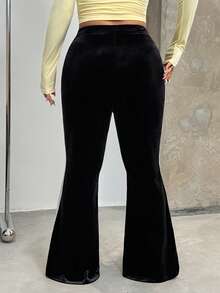 SHEIN EZwear 大码撞色休闲日常裤 - 黑色 - 查看 2
