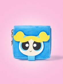 THE POWERPUFF GIRLS X SHEIN 蓝色毛绒五角星拉环时尚可爱便携式零钱包 - 藍色 - 查看 1
