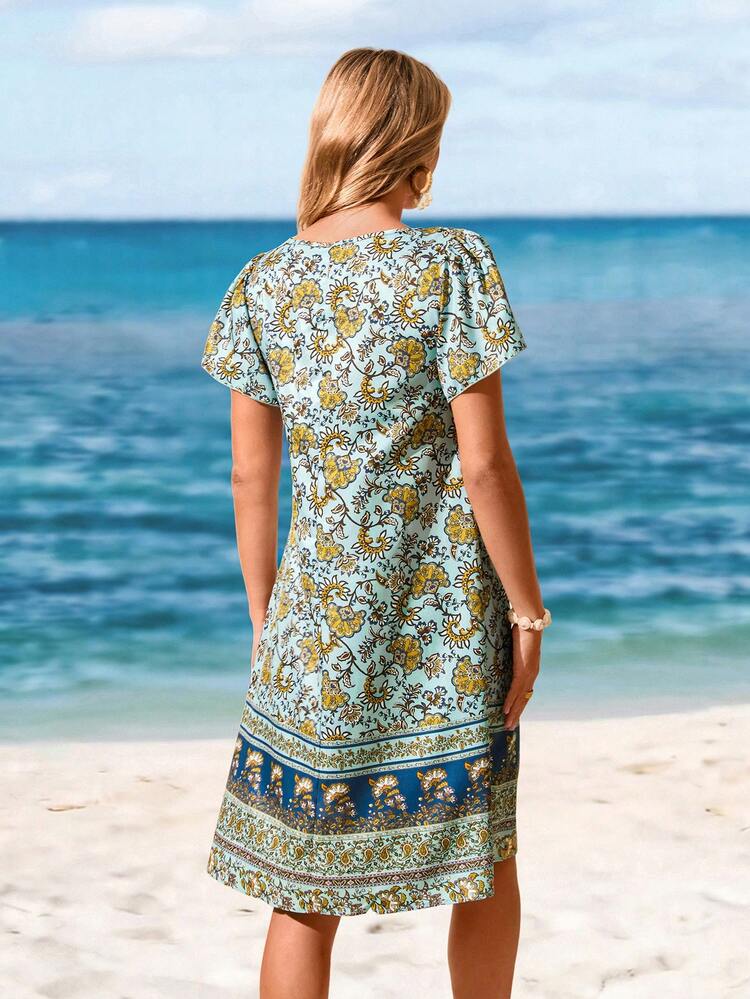 Vestido de mujer de manga corta, vestidos de verano para mujer, atuendos de vacaciones, atuendo de playa para mujer, atuendo de concierto de campo