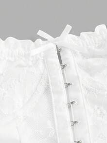 SHEIN ICON Váy mini xếp nếp nhiều lớp ren xếp nếp xếp nếp xếp tầng màu đen - trắng - Xem 3