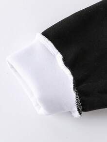 Setelan Jaket Baseball Berkerudung dan Celana Olahraga Kasual untuk Remaja Perempuan - Hitam - View 4