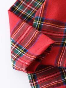 SHEIN 2pcs Young Boy Ribbed Knit Collared Long Sleeve Shirt & Ribbed Woven Casual Pants Set, Spring/Autumn - Red - View 6