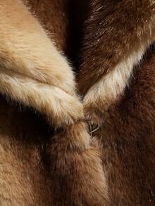 Cravure Plus Size Women Loose Turndown Collar Long Faux Fur Coat, Winter - Brown - View 8