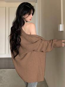 DAZY 2pcs Women's Elegant Solid Color Camisole Cardigan Sweater Set, Autumn