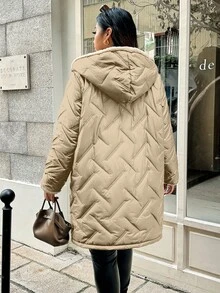 EMERY ROSE Quần áo mùa đông cỡ lớn, áo khoác có mũ trùm đầu, lót nhiệt, đệm lót - Màu Khaki - Xem 2