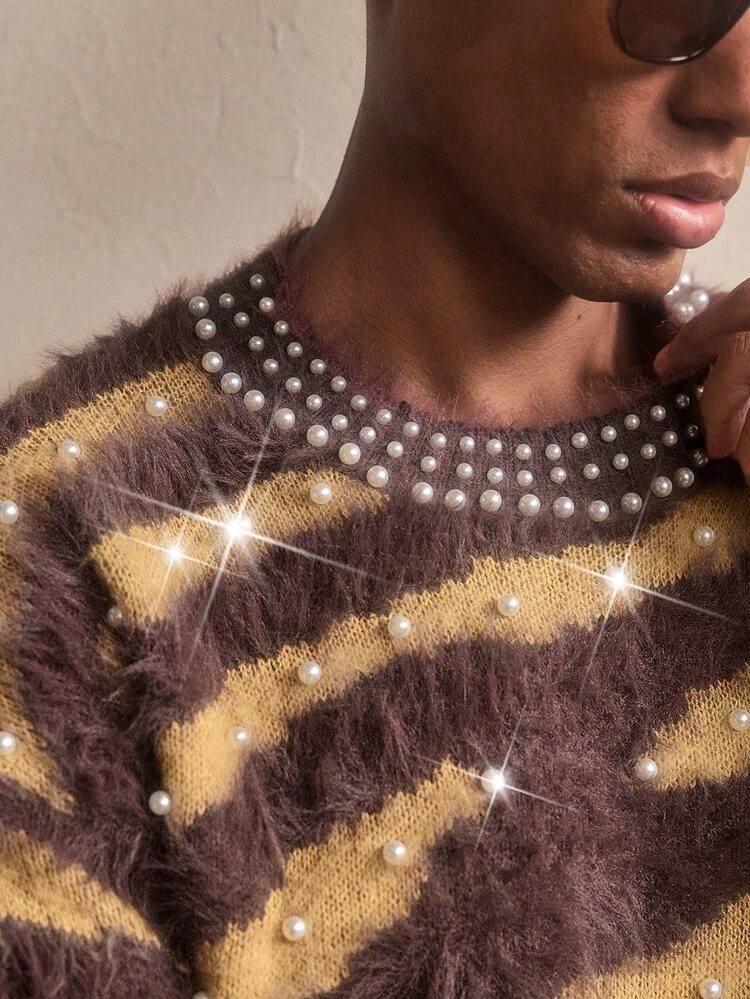 AKNOTIC Brand Men's Pullover Sweater (Regular Fit) Earthy Clothes Men Men Knit Brown Sweater Sweater Men Y2k Men Animal Print