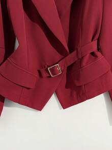 GlowEve 女装2025秋冬新款优雅通勤安可红日常长袖套装2件套 - 酒紅色 - 查看 4