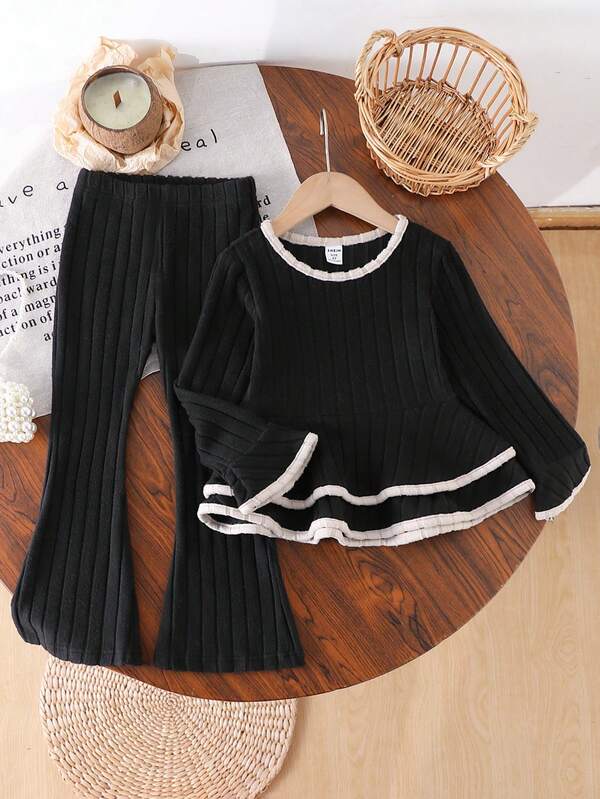 2pcs T-Shirt & Mini Skirt Sports Fashion Set, Suitable For School And Sports Fall Winter
