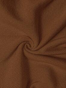 Plus Size Solid Color Turtleneck Casual Versatile Long Sleeve Pullover Sweater - Brown - View 6