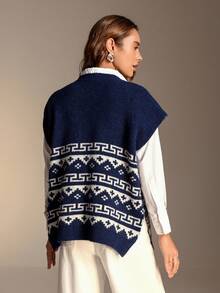 Chiquease 女式无袖圆领休闲毛衣背心，适合节日派对