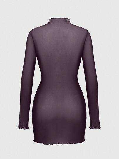 Goth Robe mini gothique transparente sexy avec squelette floqué pour femmes