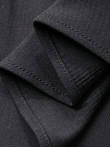 DAZY 2 件套女式休闲短款西装外套和 A 字褶裙套装，宽松设计 V 领双排扣 - 深灰色 - 查看 8