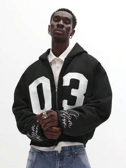  SUMWON Drop Shoulder Full Zip Hoodie Casual Loose Fit French Terry Sweatshirt Loungewear Winter Autumn Essential