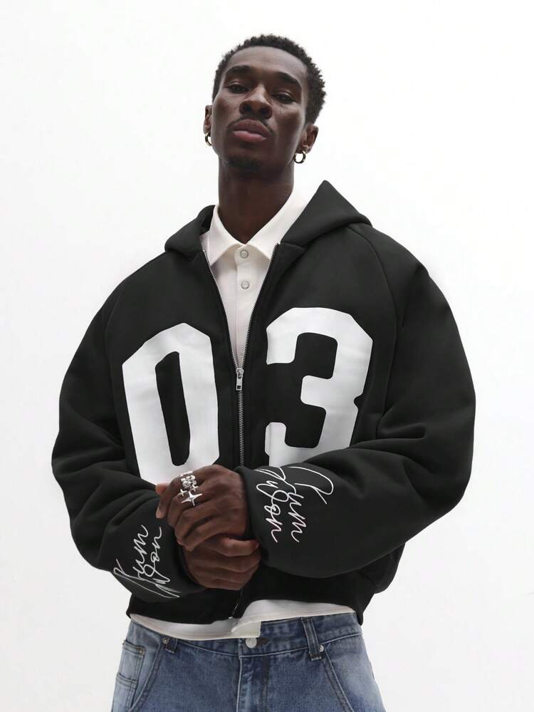 SUMWON sweat-shirt à capuche zippé à épaules tombantes, coupe ample en French Terry, vêtement de détente essentiel pour l'hiver et l'automne