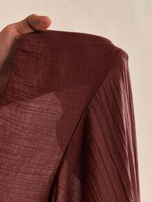 Zivah 2025 秋季新款浪漫休闲度假纯绿色宽松 V 领长袖荷叶边女士长裙，适合度假、波西米亚风、外出装、约会夜装女士、旅行装机场、荷叶边-A - 紅木色 - 查看 7