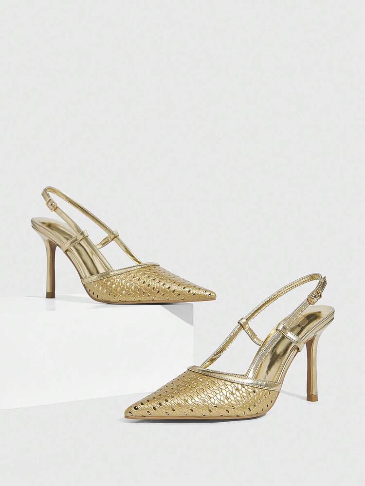 CUCCOO SZL Metallic Woven Elegant Fashion Sexy Party & Business Pointed Toe Stiletto High Heel Pumps