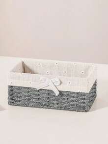 3CPS 编织收纳篮多功能桌面收纳盒，适用于零食、化妆品、玩具，带手柄的织物收纳盒，适用于家居装饰衣柜整理节日礼品篮套装 - 灰色 - 查看 3