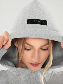 GLOWMODE Áo khoác nỉ dày dặn, dáng rộng, có mũ trùm đầu, giữ ấm tốt cho mùa đông. - Xám - Xem 5